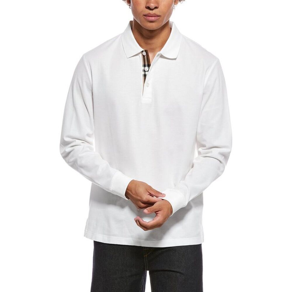 Burberry Mens  Knit Polo Shirt, White